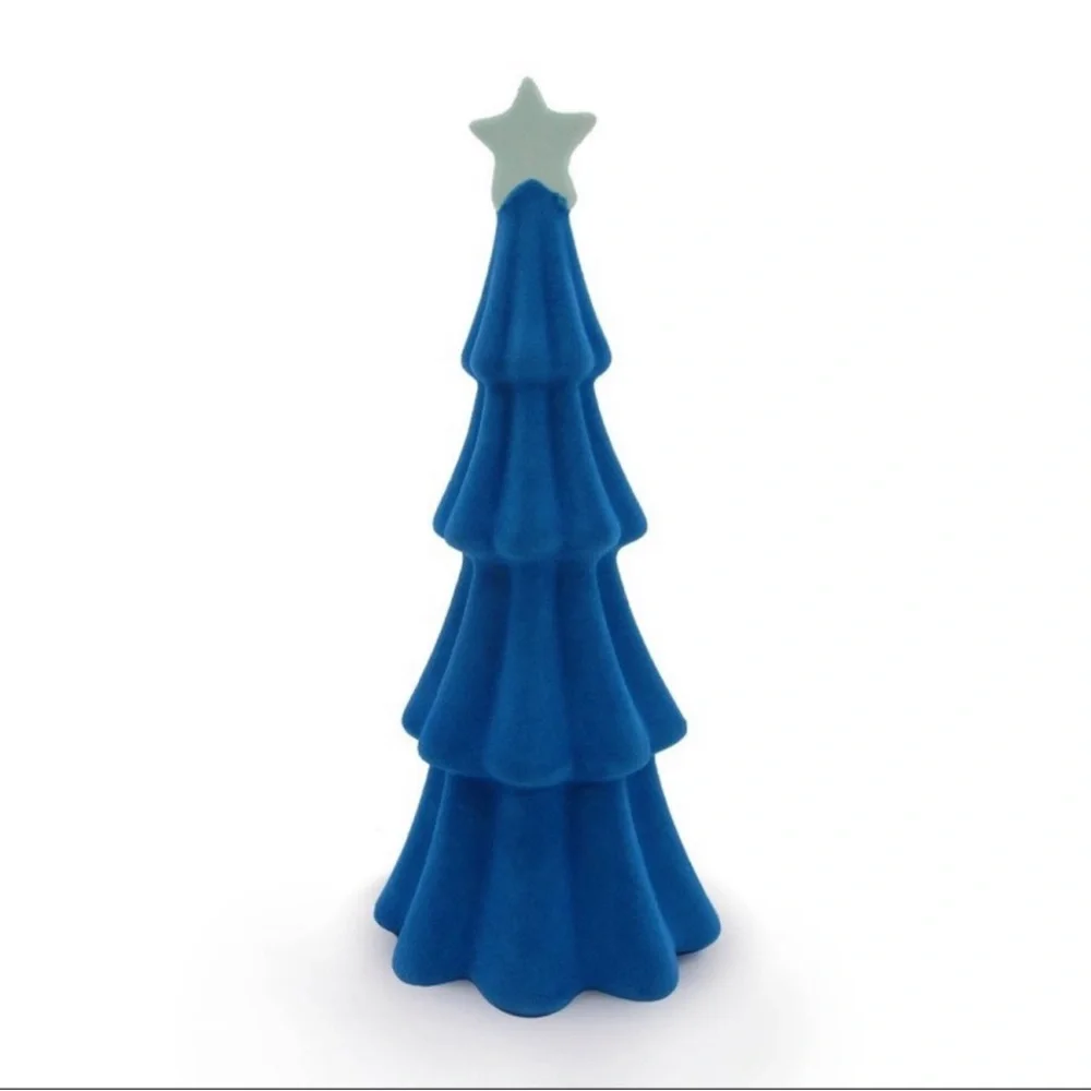 New! Target Bullseye Blue Flocked Ceramic Tiered Christmas Tree